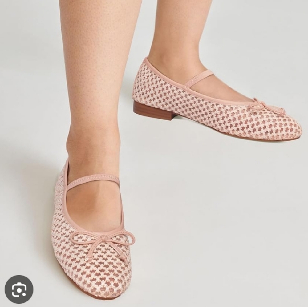 MUCCCUTE Apricot Raffia Rownd Toe Mary Jane Ballet Bow Flats Size 8.5 NWT - Picture 2 of 8